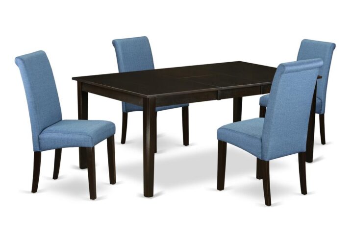 The amazing HEBA5-CAP-21 dining set provides a great deal of breathing space for your good sized family events and recreational gatherings. The kitchen table incorporates attractive Asian wood with calm Cappuccino color that enhances a number of distinct attractive themes. The sleek color of the kitchen dinette table subtly demonstrates light to lighten up the living area and showcase the dining room tables