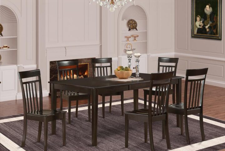 Henley dinette set which possesses lovely Asian wood with a Cappuccino color. This table and chairs set delivers a lot of room for that sizable family get together and common gatherings. The dining table top can be described as brighter Cappuccino color with a personal storage butterfly leaf which could be extented so as to add a lot more space