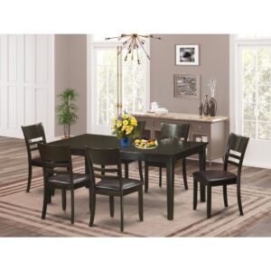 Henley kitchen table set that incorporates stunning Asian wood with a Cappuccino color. This table and chairs set provides you with a great amount of breathing space for a sizeable family get-togethers and common gatherings. The dinette table top can be described as lighter Cappuccino color that includes a personalized storage butterfly leaf that could be lengthened in order to add additional space