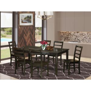 Henley dining room set which incorporates stunning Asian solid wood with a Cappuccino color. This table and chairs set gives you a lot of space for that sizable family events and casual gatherings. The dining room table top can be described as richer Cappuccino color with a self storage butterfly leaf that can be lengthened so as to add much more space