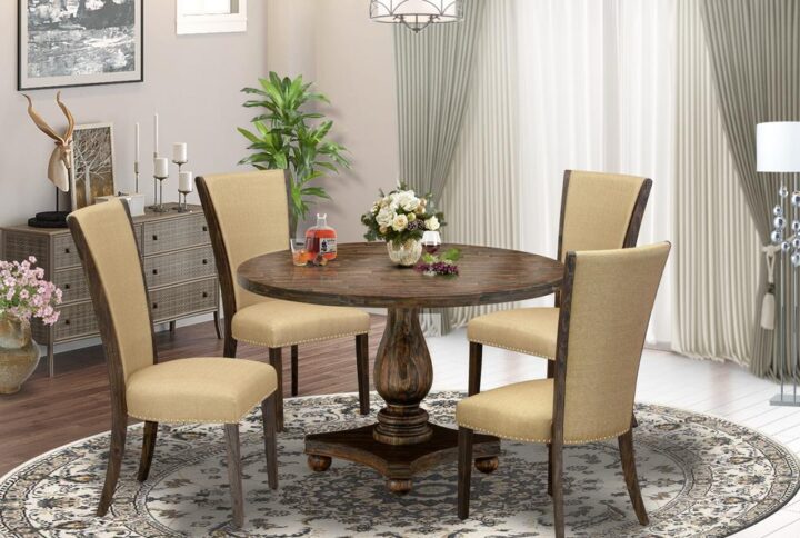 East West Furniture Round Dining Table Set