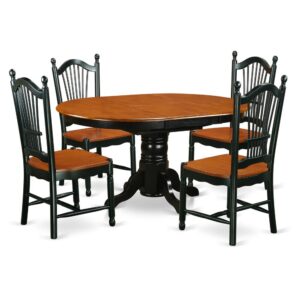 Your room's decor could use a new and polished look with this modern 5 Piece Dining Set. Coming to you in a contrasting Black & Cherry color