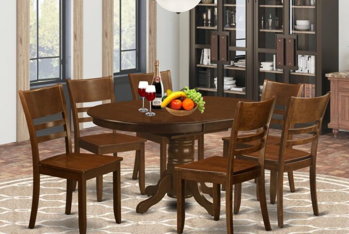 This kind of eye-catching Asian hardwood kitchen table and Kitchen dining chair set complements well for the majority of dining rooms or kitchen areas. The table comes with an expansion leaf that retracts and stores appropriately inside of the table top. The pedestal kitchen table is in an appealing Espresso