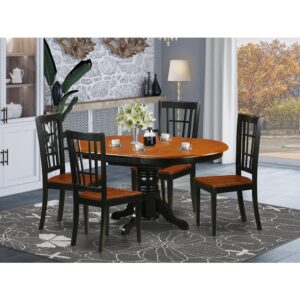 This kind of gorgeous Asian hardwood small kitchen table and Kitchen chair set fits well for most dining rooms or kitchens. The table features an expansion leaf that folds and stores right underneath the table top. The pedestal table is in an gorgeous Black & Cherry finish