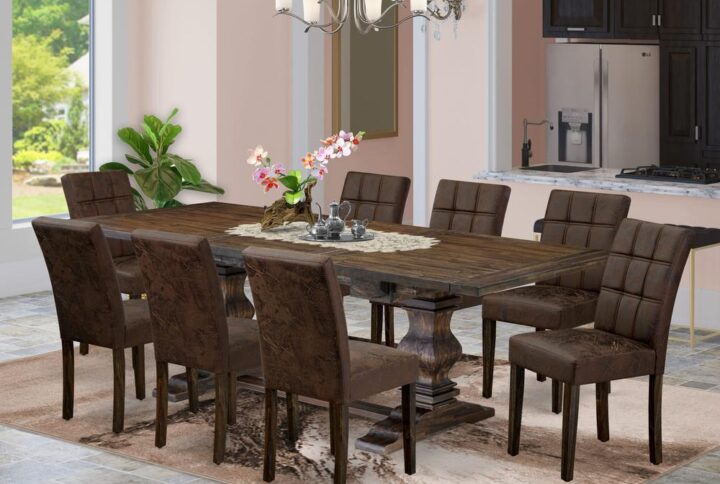 EAST WEST FURNITURE - LAAS9-07-T25 - 9-PIECE MODERN DINING TABLE SET