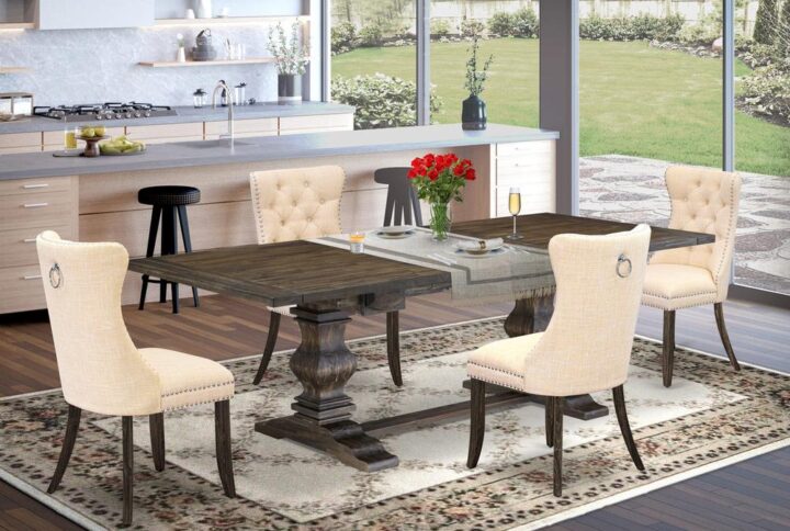 EAST WEST FURNITURE - LADA5-07-T32 - 5-PIECE MODERN DINING TABLE SET