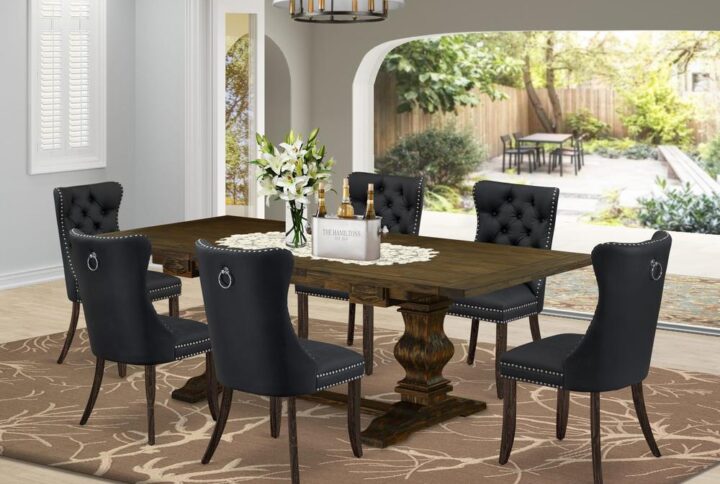 EAST WEST FURNITURE - LADA7-07-T12 - 7-PIECE MODERN DINING TABLE SET