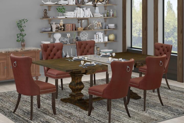 EAST WEST FURNITURE - LADA7-07-T26 - 7-PIECE MODERN DINING TABLE SET