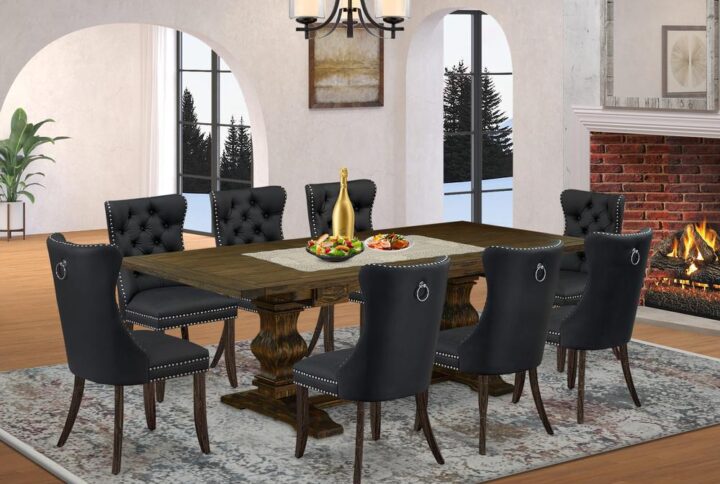 EAST WEST FURNITURE - LADA9-07-T12 - 9-PIECE DINING TABLE SET