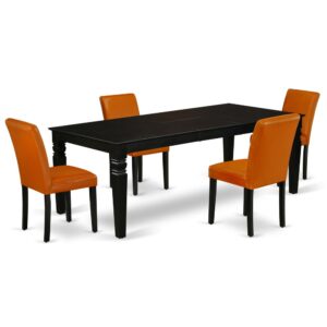 Treat your room's decor with a new and polished look with this modern LGAB5-BLK-61 dining set. This type of rectangular kitchen table facilitates an affectionate family feeling. A comfortable and elegant Black color offers any dining area a relaxing and friendly feel with the kitchen table. This well-designed and comfortable kitchen table may be used for hours at a time. This rectangular table is best for 4-8 people to sit and enjoy their meal. This wonderful dinette table makes a really good addition for all kitchen space and corresponds all sorts of dining-room concepts. This simple but charming Parson chair will add ambiance and style to your dining-room. A contemporary twist on a classic design