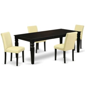 Treat your room's decor with a new and polished look with this modern LGAB5-BLK-73 dining set. This type of rectangular kitchen table facilitates an affectionate family feeling. A comfortable and elegant Black color offers any dining area a relaxing and friendly feel with the kitchen table. This well-designed and comfortable kitchen table may be used for hours at a time. This rectangular table is best for 4-8 people to sit and enjoy their meal. This wonderful dinette table makes a really good addition for all kitchen space and corresponds all sorts of dining-room concepts. This simple but charming Parson chair will add ambiance and style to your dining-room. A contemporary twist on a classic design