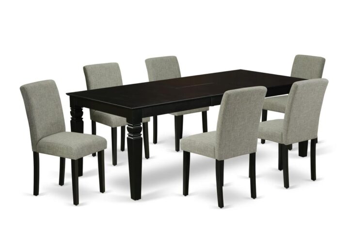 Treat your room's decor with a new and polished look with this modern LGAB7-BLK-06 dining set. This type of rectangular kitchen table facilitates an affectionate family feeling. A comfortable and elegant Black color offers any dining area a relaxing and friendly feel with the kitchen table. This well-designed and comfortable kitchen table may be used for hours at a time. This rectangular table is best for 4-8 people to sit and enjoy their meal. This wonderful dinette table makes a really good addition for all kitchen space and corresponds all sorts of dining-room concepts. This simple but charming Parson chair will add ambiance and style to your dining-room. A contemporary twist on a classic design