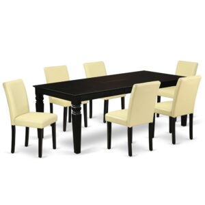 Treat your room's decor with a new and polished look with this modern LGAB7-BLK-73 dining set. This type of rectangular kitchen table facilitates an affectionate family feeling. A comfortable and elegant Black color offers any dining area a relaxing and friendly feel with the kitchen table. This well-designed and comfortable kitchen table may be used for hours at a time. This rectangular table is best for 4-8 people to sit and enjoy their meal. This wonderful dinette table makes a really good addition for all kitchen space and corresponds all sorts of dining-room concepts. This simple but charming Parson chair will add ambiance and style to your dining-room. A contemporary twist on a classic design