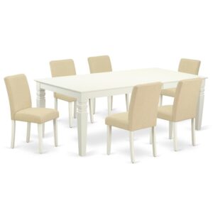 Treat your room's decor with a new and polished look with this modern LGAB7-LWH-02 dining set. This type of rectangular kitchen table facilitates an affectionate family feeling. A comfortable and luxurious Linen White color offers any dining area a relaxing and friendly feel with this dining table. With a soft rounded bevel at the edge of the table top