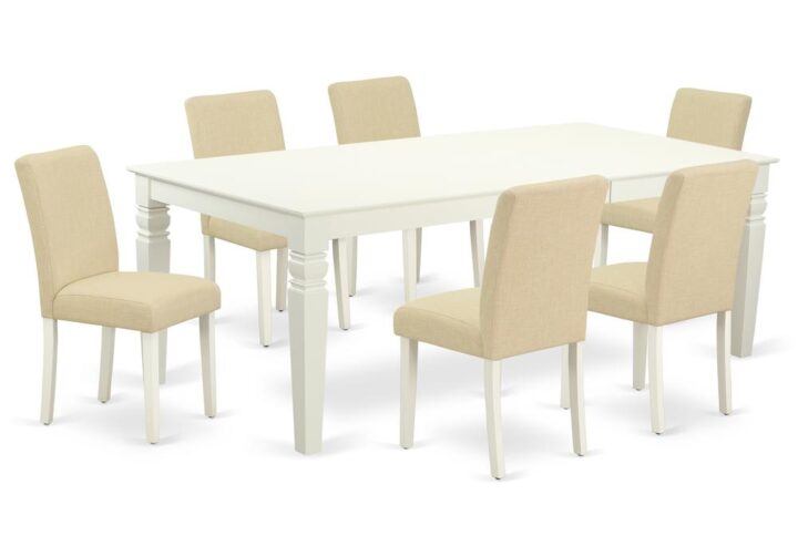 Treat your room's decor with a new and polished look with this modern LGAB7-LWH-02 dining set. This type of rectangular kitchen table facilitates an affectionate family feeling. A comfortable and luxurious Linen White color offers any dining area a relaxing and friendly feel with this dining table. With a soft rounded bevel at the edge of the table top