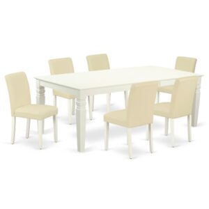 Treat your room's decor with a new and polished look with this modern LGAB7-LWH-64 dining set. This type of rectangular kitchen table facilitates an affectionate family feeling. A comfortable and luxurious Linen White color offers any dining area a relaxing and friendly feel with this dining table. With a soft rounded bevel at the edge of the table top