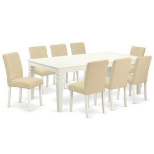 Treat your room's decor with a new and polished look with this modern LGAB9-LWH-02 dining set. This type of rectangular kitchen table facilitates an affectionate family feeling. A comfortable and luxurious Linen White color offers any dining area a relaxing and friendly feel with this dining table. With a soft rounded bevel at the edge of the table top