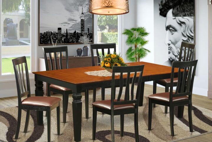 This gorgeous dining room set is reminiscent of a classic Missionary style and adds a stylish
