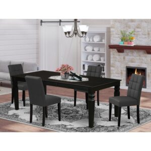 EAST WEST FURNITURE - LGAS5-BLK-12 - 5-PIECE DINING ROOM TABLE SET