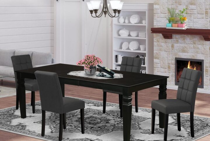 EAST WEST FURNITURE - LGAS5-BLK-12 - 5-PIECE DINING ROOM TABLE SET