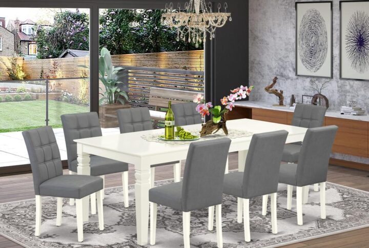 EAST WEST FURNITURE - LGAS9-LWH-41 - 9-PIECE DINING ROOM SET