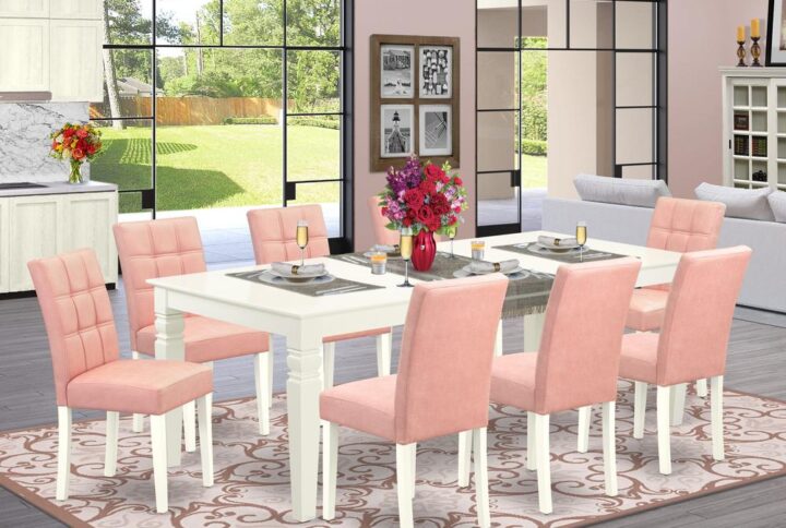 EAST WEST FURNITURE - LGAS9-LWH-42 - 9-PIECE MODERN DINING TABLE SET