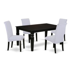 This LGBA5-BLK-05 gorgeous dining set is reminiscent of timeless missionary style and adds a classy