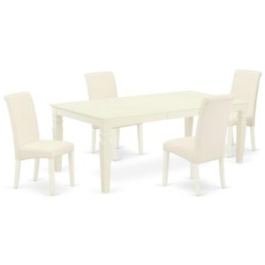 Spice up your dining area with this LGBA5-LWH-01 grand dinette set includes a timeless missionary design large dinette table and four parson chairs. A contemporary twist on a classic design