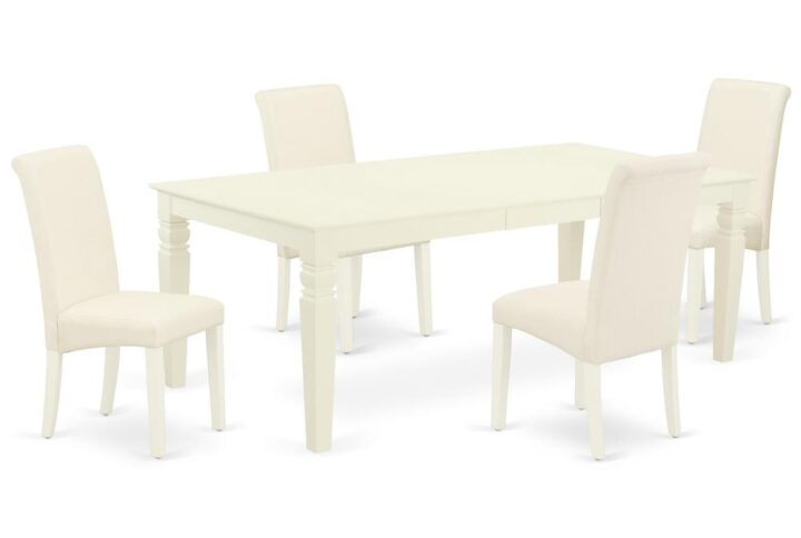 Spice up your dining area with this LGBA5-LWH-01 grand dinette set includes a timeless missionary design large dinette table and four parson chairs. A contemporary twist on a classic design