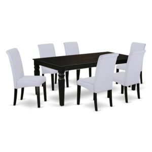 This LGBA7-BLK-05 gorgeous dining set is reminiscent of timeless missionary style and ads a classy