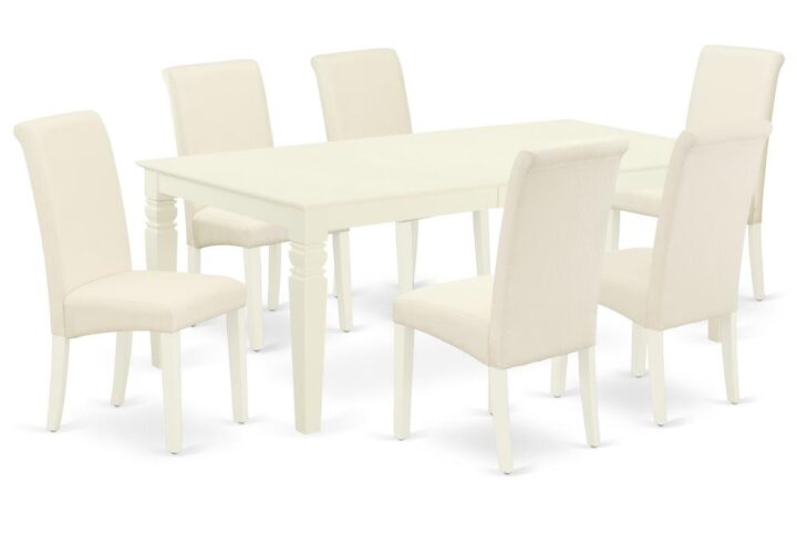 Spice up your dining area with this LGBA7-LWH-01 grand dinette set includes a timeless missionary design large dinette table and six parson chairs. A contemporary twist on a classic design