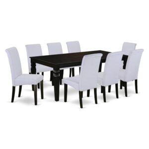 This LGBA9-BLK-05 gorgeous dining set is reminiscent of timeless missionary style and ads a classy