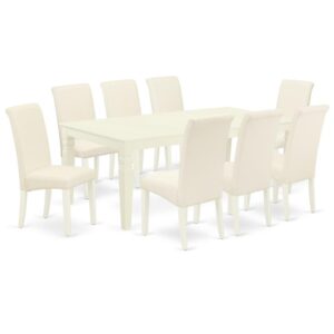 Spice up your dining area with this LGBA9-LWH-01 grand dining set includes a timeless missionary design large dinette table and eight parson chairs. A contemporary twist on a classic design