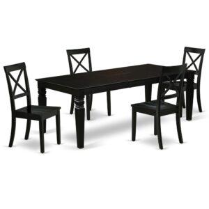 Treat your room's decor with a new and polished look with this modern LGBO5-BLK-W dining set. This type of rectangular kitchen table facilitates an affectionate family feeling. A comfortable and elegant Black color offers any dining area a relaxing and friendly feel with the kitchen table. This well-designed and comfortable kitchen table may be used for hours at a time. This rectangular table is best for 4-8 people to sit and enjoy their meal. This wonderful dinette table makes a really good addition for all kitchen space and corresponds all sorts of dining-room concepts. Slender X back dinette chairs present trendy and comfy seating