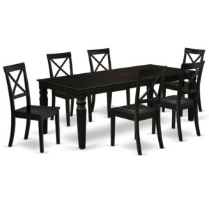 Treat your room's decor with a new and polished look with this modern LGBO7-BLK-W dining set. This type of rectangular kitchen table facilitates an affectionate family feeling. A comfortable and elegant Black color offers any dining area a relaxing and friendly feel with the kitchen table. This well-designed and comfortable kitchen table may be used for hours at a time. This rectangular table is best for 4-8 people to sit and enjoy their meal. This wonderful dinette table makes a really good addition for all kitchen space and corresponds all sorts of dining-room concepts. Slender X back dinette chairs present trendy and comfy seating
