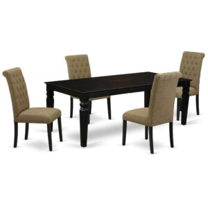 Spice up your dining area with this LGBR5-BLK-17 grand dinette set includes a timeless missionary design large dinette table and four parson chairs. A contemporary twist on a classic design
