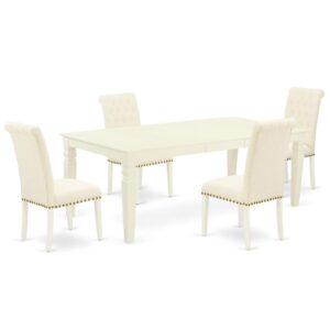 Spice up your dining area with this LGBR5-LWH-02 grand dinette set includes a timeless missionary design large dinette table and four parson chairs. A contemporary twist on a classic design