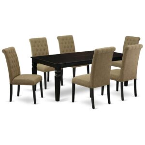 Spice up your dining area with this LGBR7-BLK-17 grand dinette set includes a timeless missionary design large dinette table and six parson chairs. A contemporary twist on a classic design