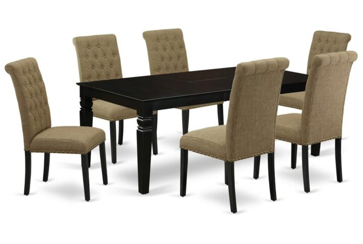 Spice up your dining area with this LGBR7-BLK-17 grand dinette set includes a timeless missionary design large dinette table and six parson chairs. A contemporary twist on a classic design