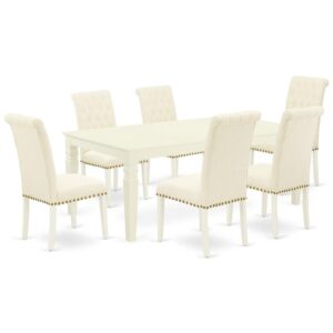 Spice up your dining area with this LGBR7-LWH-02 grand dinette set includes a timeless missionary design large dinette table and six parson chairs. A contemporary twist on a classic design