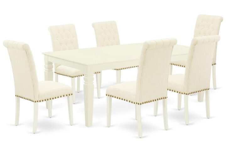 Spice up your dining area with this LGBR7-LWH-02 grand dinette set includes a timeless missionary design large dinette table and six parson chairs. A contemporary twist on a classic design