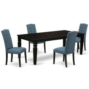 Spice up your dining area with this LGCE5-BLK-21 grand dinette set includes a timeless missionary design large dinette table and four parson chairs. A contemporary twist on a classic design