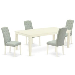 Spice up your dining area with this LGCE5-LWH-15 grand dinette set includes a timeless missionary design large dinette table and four parson chairs. A contemporary twist on a classic design