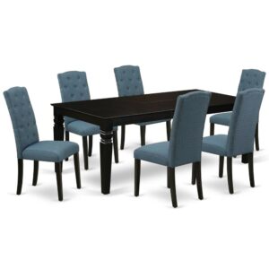 Spice up your dining area with this LGCE7-BLK-21 grand dinette set includes a timeless missionary design large dinette table and six parson chairs. A contemporary twist on a classic design