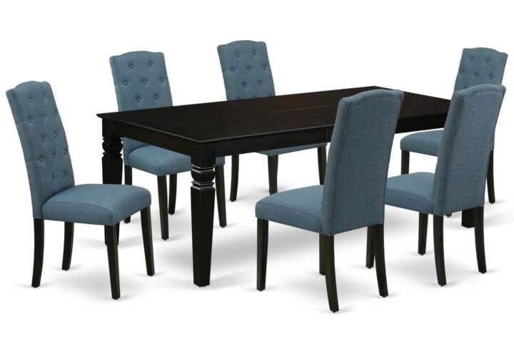 Spice up your dining area with this LGCE7-BLK-21 grand dinette set includes a timeless missionary design large dinette table and six parson chairs. A contemporary twist on a classic design