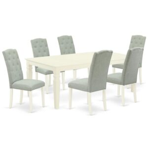Spice up your dining area with this LGCE7-LWH-15 grand dinette set includes a timeless missionary design large dinette table and six parson chairs. A contemporary twist on a classic design