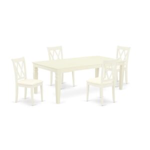 Spice up your dining area with this LGCL5-LWH-C grand dinette set includes a timeless missionary design large dinette table and four kitchen chairs. A contemporary twist on a classic design