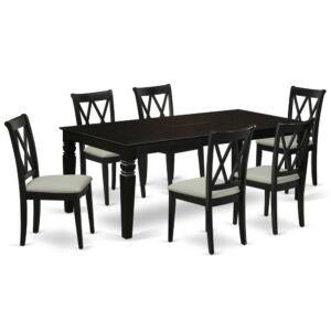 Spice up your dining area with this LGCL7-BLK-C grand dinette set includes a timeless missionary design large dinette table and six kitchen chairs. A contemporary twist on a classic design