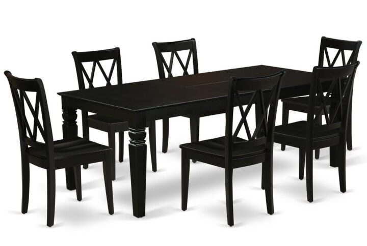 Treat your room's decor with a new and polished look with this modern LGCL7-BLK-W dining set. This type of rectangular kitchen table facilitates an affectionate family feeling. A comfortable and elegant Black color offers any dining area a relaxing and friendly feel with the kitchen table. This well-designed and comfortable kitchen table may be used for hours at a time. This rectangular dining table is best for 4-8 people to sit and enjoy their meal. This wonderful dinette table makes a really good addition for all kitchen space and corresponds all sorts of dining-room concepts. Slender double X back kitchen chairs finished in Black color with wood seats present fashionable and cozy seating. Made up of hardwood