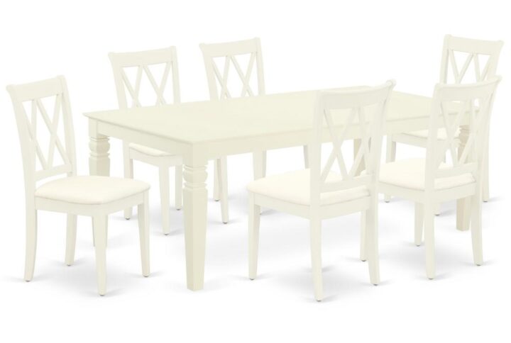 Spice up your dining area with this LGCL7-LWH-C grand dinette set includes a timeless missionary design large dinette table and six kitchen chairs. A contemporary twist on a classic design